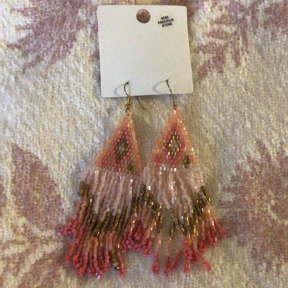 VTG free people beaded earrings nativevstyle - Picture 2 of 2